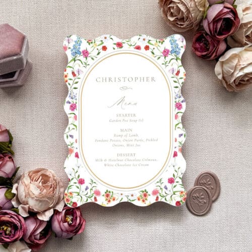 Floral Wavy Wedding Menu