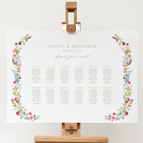 Floral Wedding Table Chart