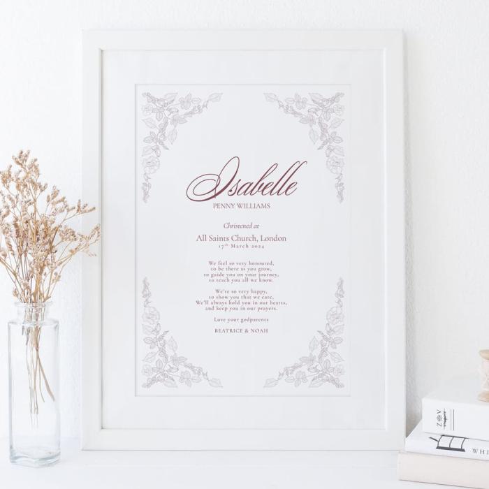 Traditional Goddaughter Christening Print