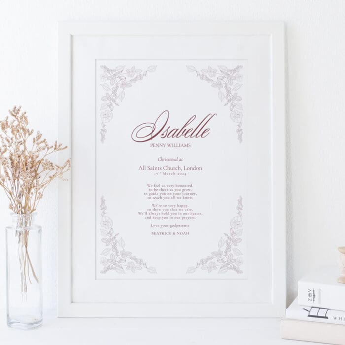 Traditional Goddaughter Christening Print
