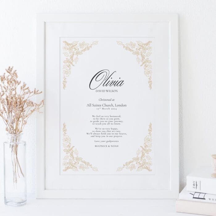 Traditional Goddaughter Christening Print