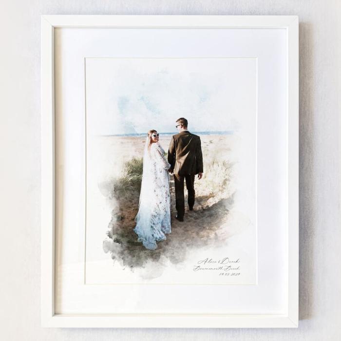Watercolour Couple Portrait Illustration Print - Image 6