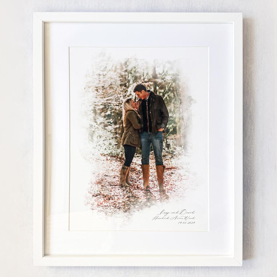 Watercolour Couple Portrait Illustration Print - Image 3