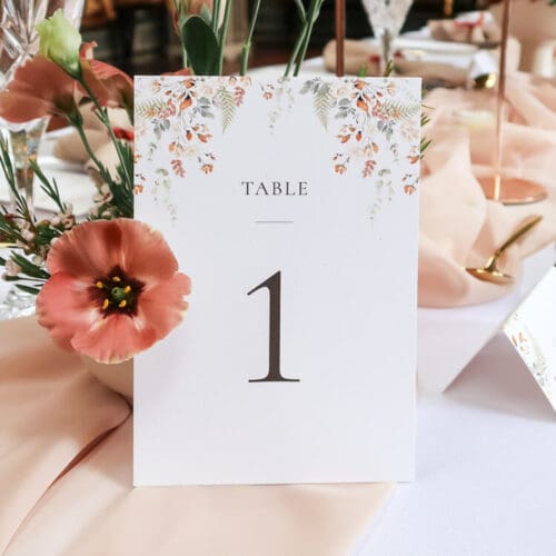 Autumn Wedding Table Numbers or Names
