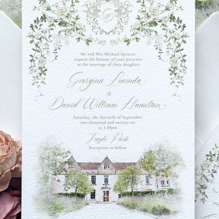 elegant wedding invites with venue