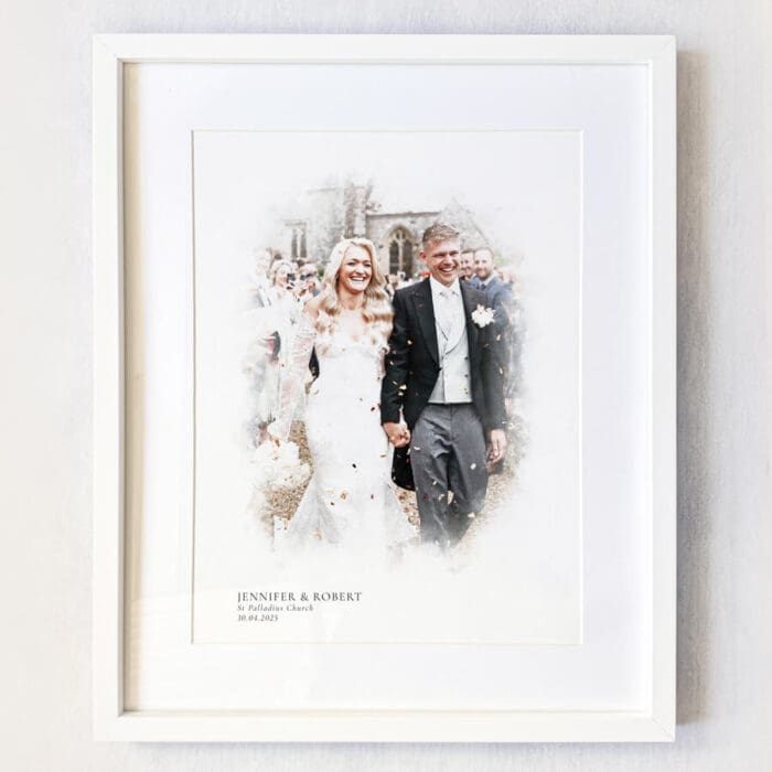Bride and Groom Portrait Illustration Print
