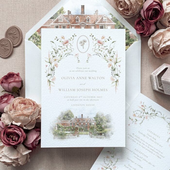 Pink Botanical Wedding Invitations