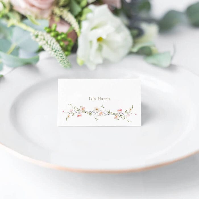 Pink Botanical Wedding Place Cards