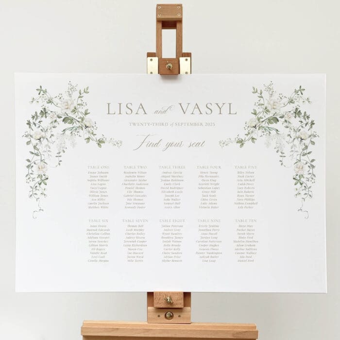 elegant green wedding table plan