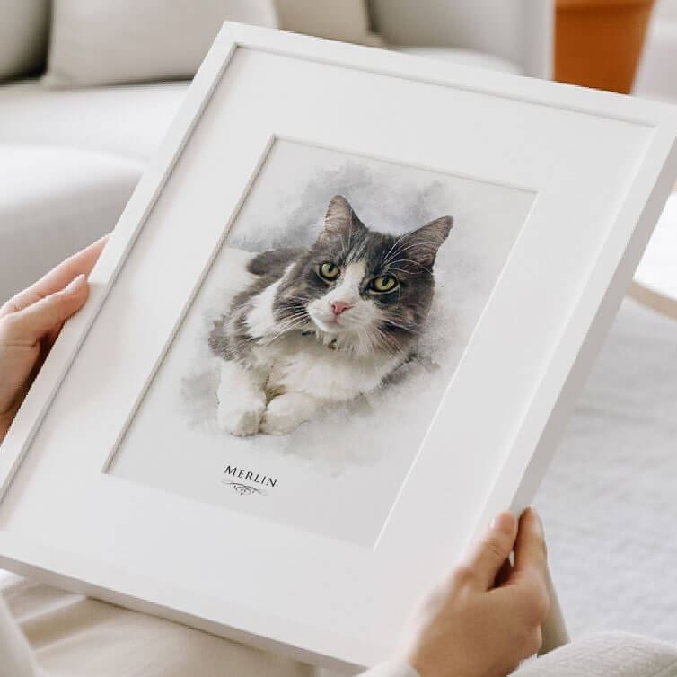 Personalised cat portrait created from a photograph