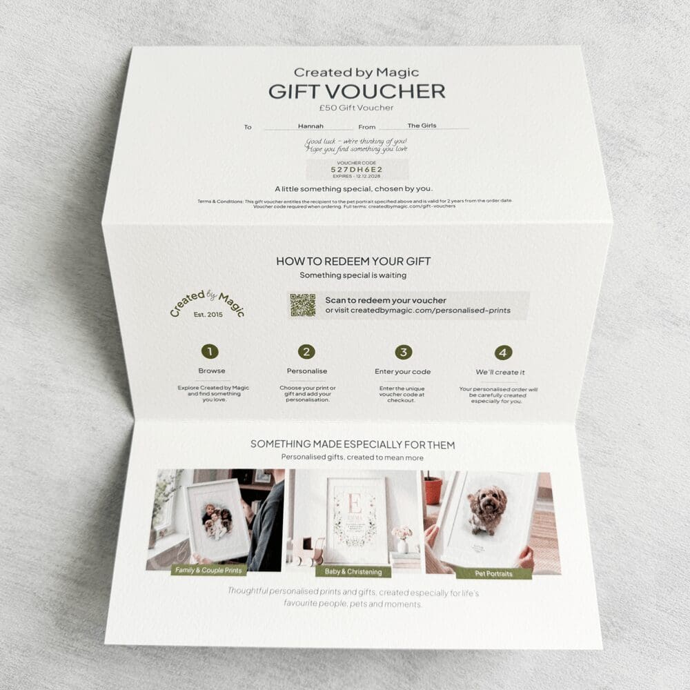 Created by Magic personalised gift voucher