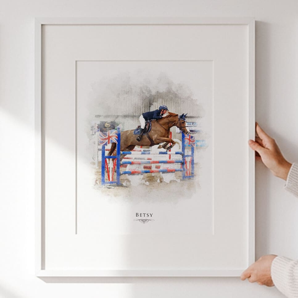 Personalised horse and rider remembrance portrait