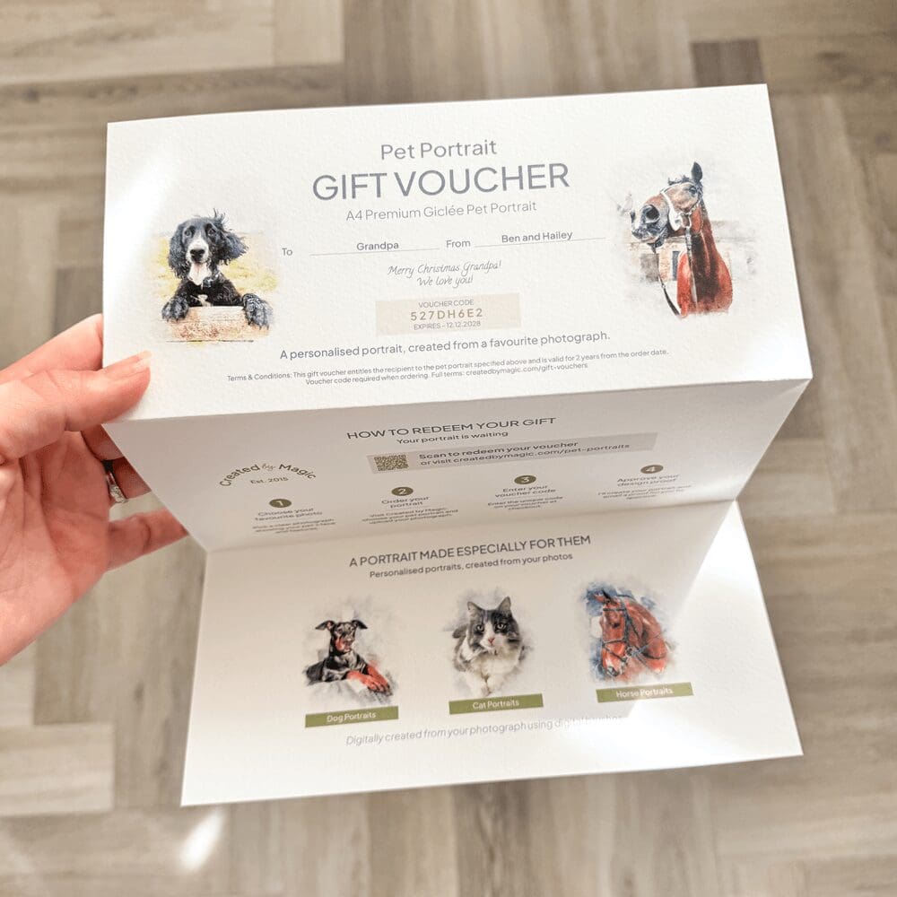 pet portrait gift voucher