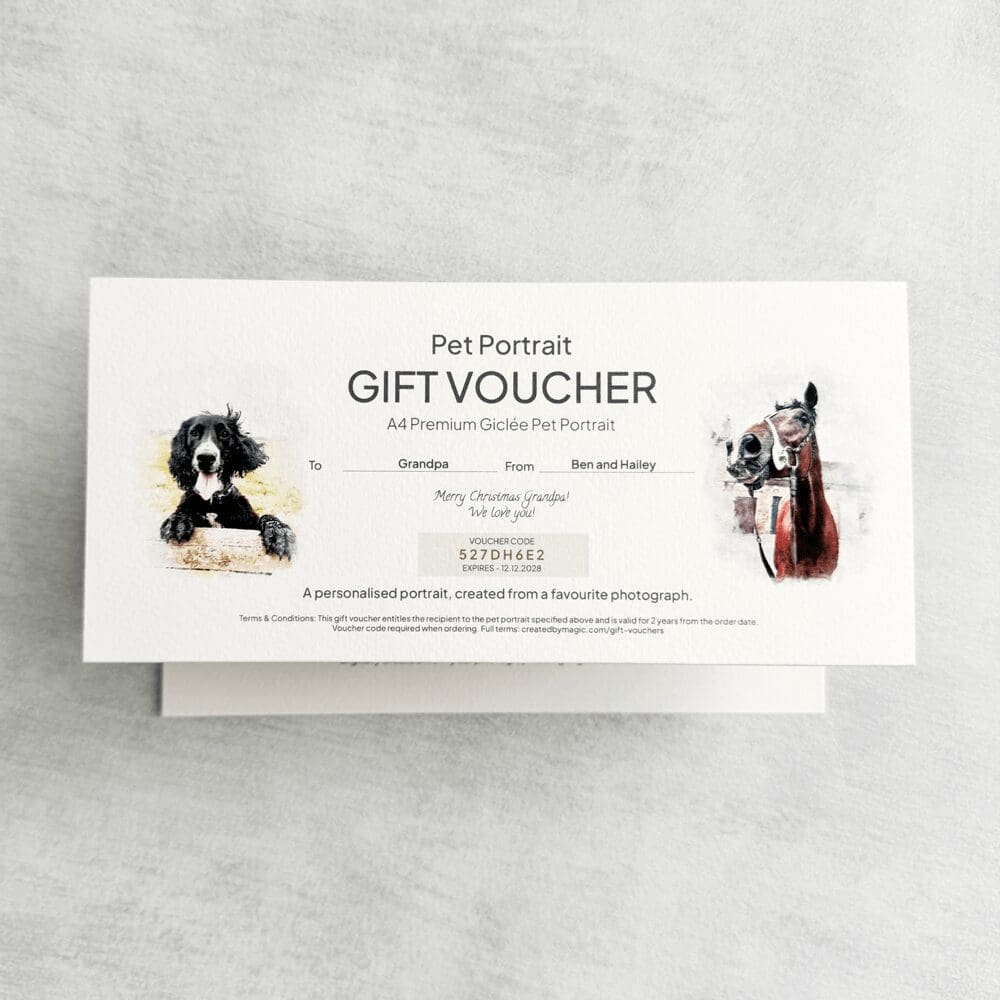 Personalised pet portrait gift voucher